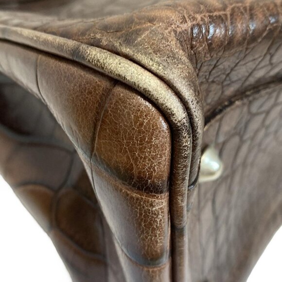 Auth FURLA - Dark Brown Leather Tote Bag - Picture 3 of 9